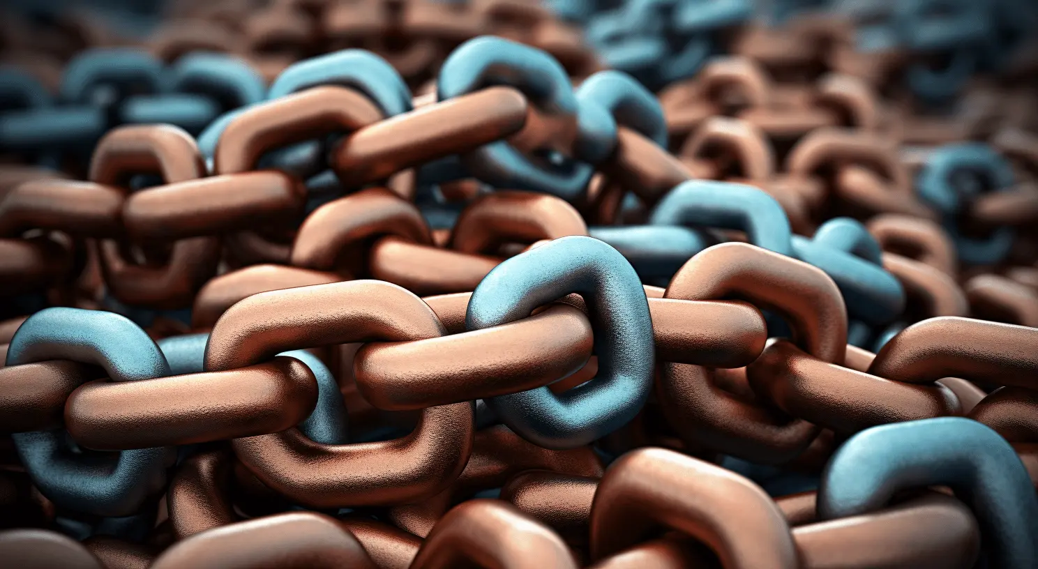 A close up image of a bunch of chain links, emphasizing the importance of backlinking.