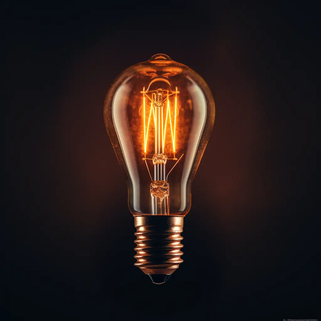 A creative representation of an old fashioned light bulb on a black background.