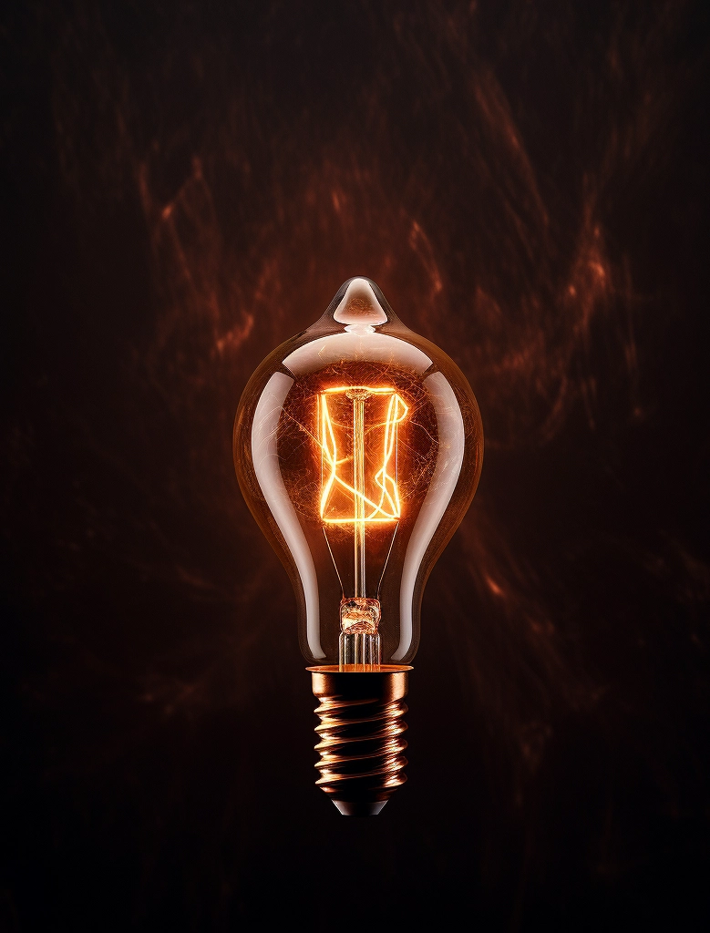 A light bulb on a dark background showcasing traditional media services.